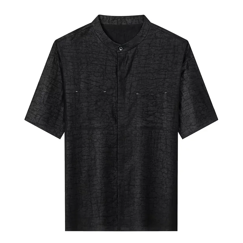Silk 100% Natural Shirts For Men Short Sleeve Luxurious Loose Fit Summer Quality Lightweight Pocket Breathable Camisas De Hombre