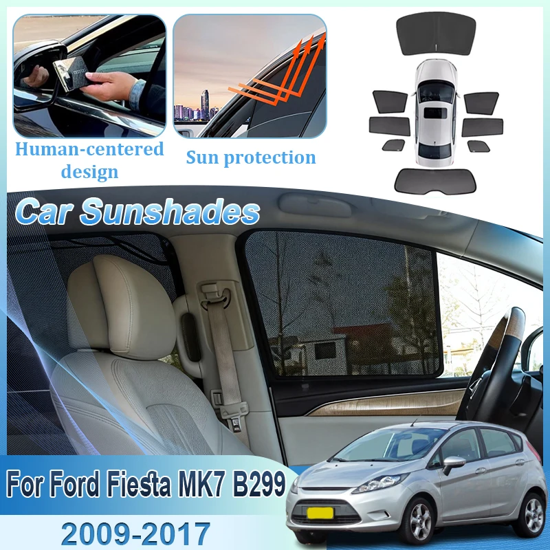 For Ford Fiesta MK7 Accessories MK6 Mark VI B299 2009~2017 5-door Hatchback Auto Mesh Sun Shades Window Sunshades Visor Curtains