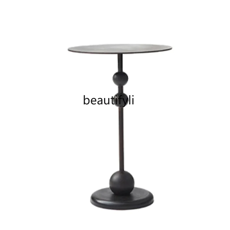 

zzDesigner Model Black round Tea Table Small Apartment Living Room Sofa Edge Coffee Coffee Table Nordic Simple