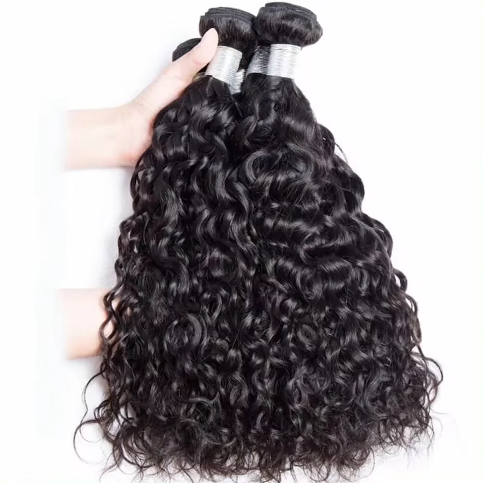 Extensiones con ondas al agua 12A con cierre Frontal peruano rizado profundo mechones húmedos y ondulados con cierre 100% tejido de cabello humano Remy