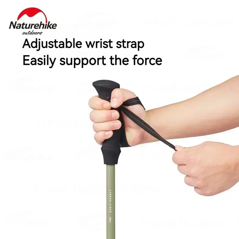 Imagem -04 - Naturehike-folding Walking Stick Carbon Trekking Pole para Homens e Mulheres Haste Telescópica de Seções Ajustável Ultraleve Crianças