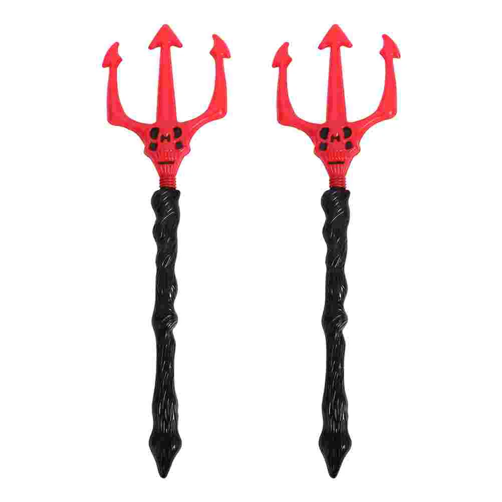 2 Pcs Threaded Rod Ghost Trident Simulation Plastic Toy Stage Performance Supply Imitation Fork Cosplay Festival