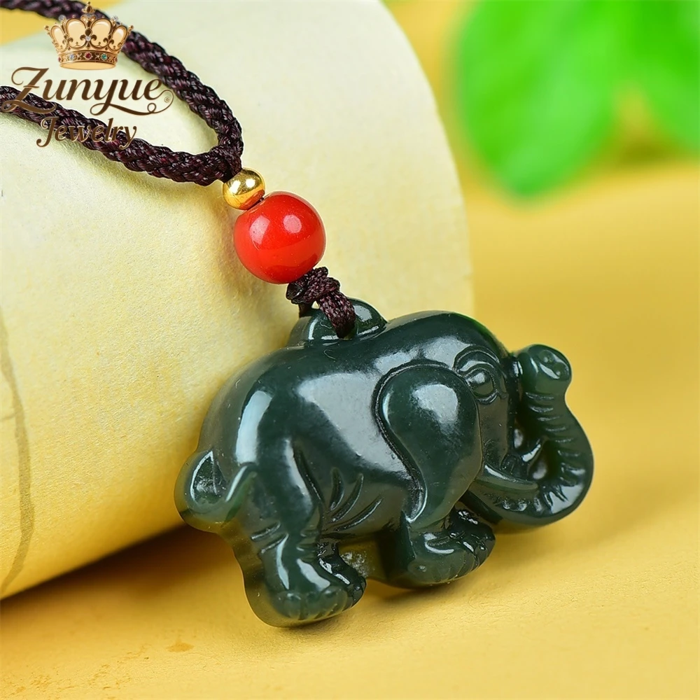 

Natural Hetian Jade Spinach Green Elephant Jade Pendant Luxury Quality Jewelry Fashion Jewelry Charms Exquisite Popular Elegant