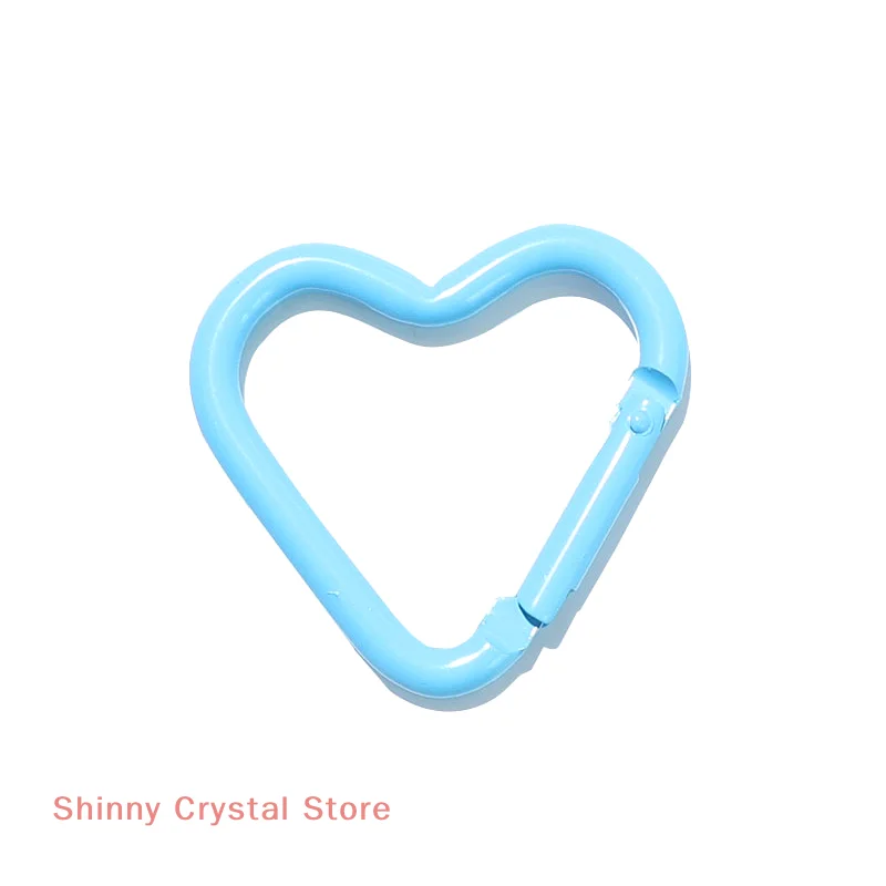10pcs Metal Heart Spring Clasp Openable Love Shaped Carabiner Keychain Clips Hook Dog Chain DIY Jewelry Buckles Connector