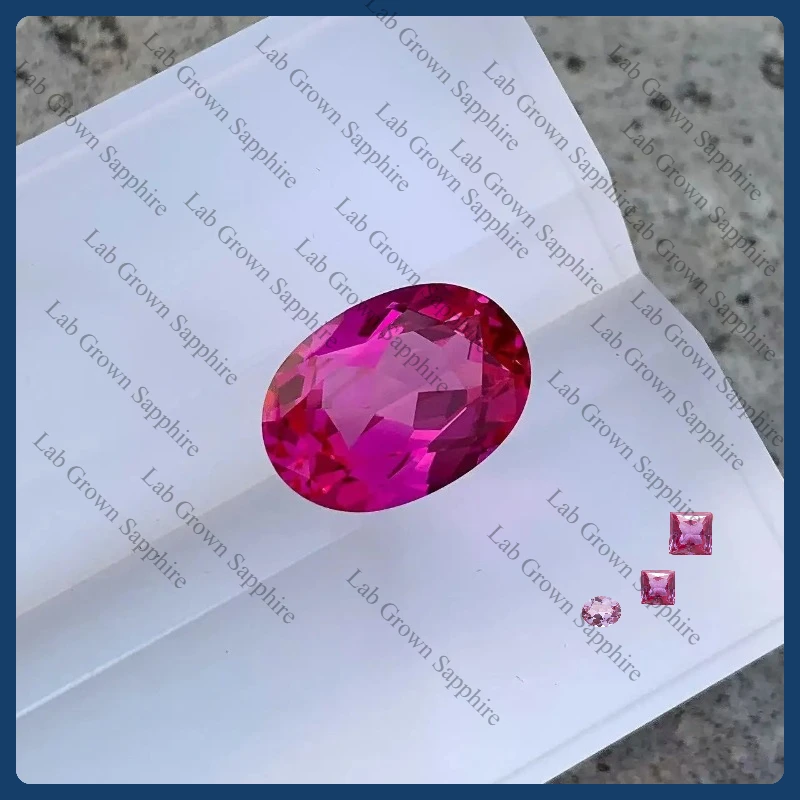 

Hot Pink Oval cut Laboratory Gemstone Sapphire For DIY Jewelry Making