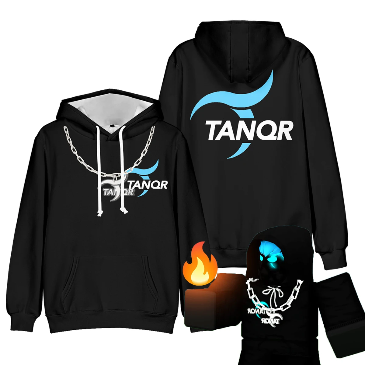 Tanqr Merch Hoodie SMP Same Cosplay Sweatshirt Fake Necklace Print Hoodies Men Women Autumn Pullover Hip Hop Y2k Tanqr Clothes
