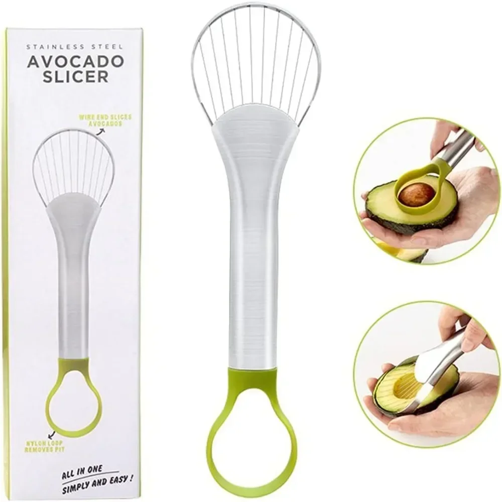 Cuchillo de aguacate caliente, herramienta pequeña, pelador y rebanador de aguacate de ternera, herramienta de cocina eficiente, herramienta de seguridad para lavavajillas para ensalada de aguacate