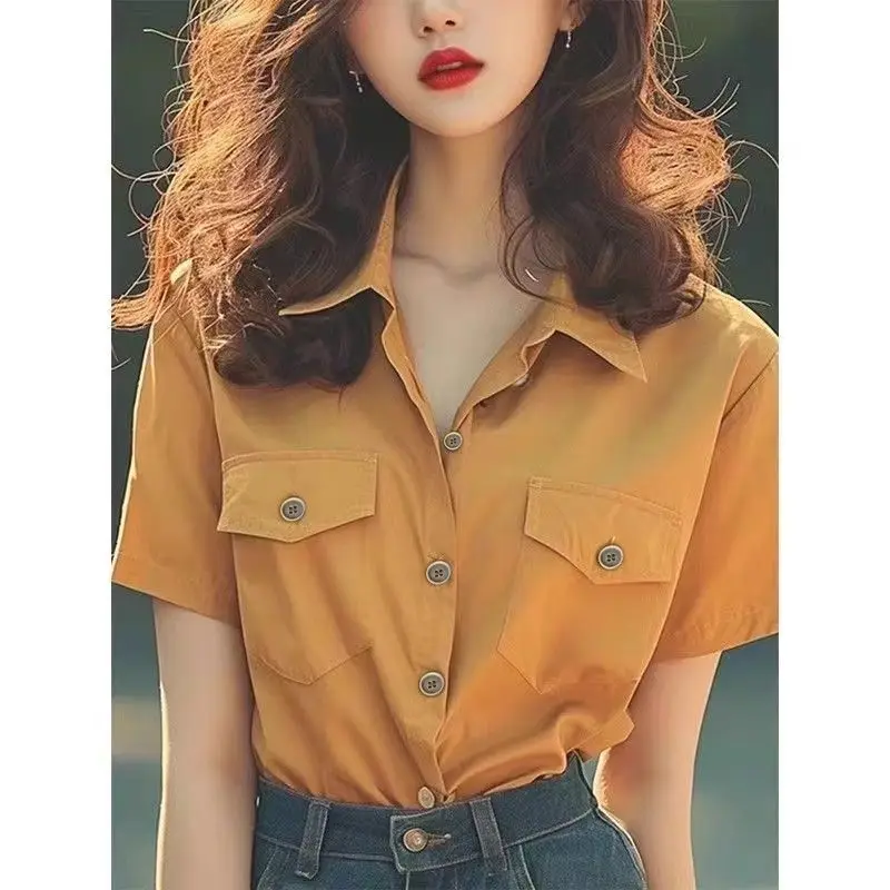 

Popular Beautiful Unique Chic Retro High-end and Elegant Short-sleeved Shirt for Summer