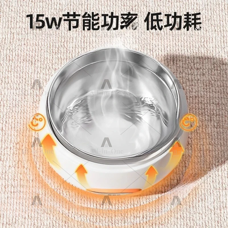 Constant Temperature Cat Water Dispenser Winter Pet Stainless Steel Water and Food Separation