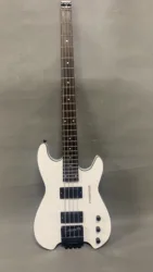 Classic 4-string headless bass guitar, white body black neck, high-end headless bridge, custom headless guitar of various styles