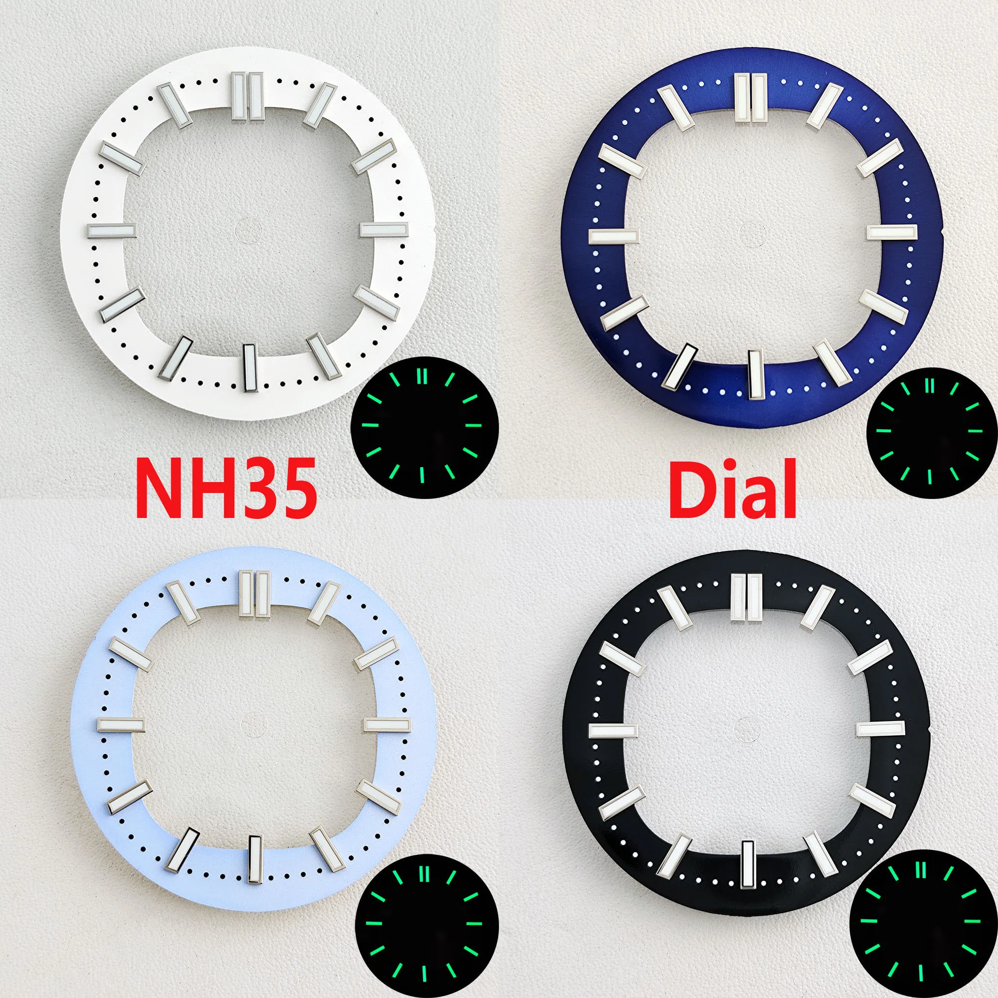 Esfera de reloj luminosa verde adecuada para movimientos NH35, herramienta de reparación de accesorios de reloj