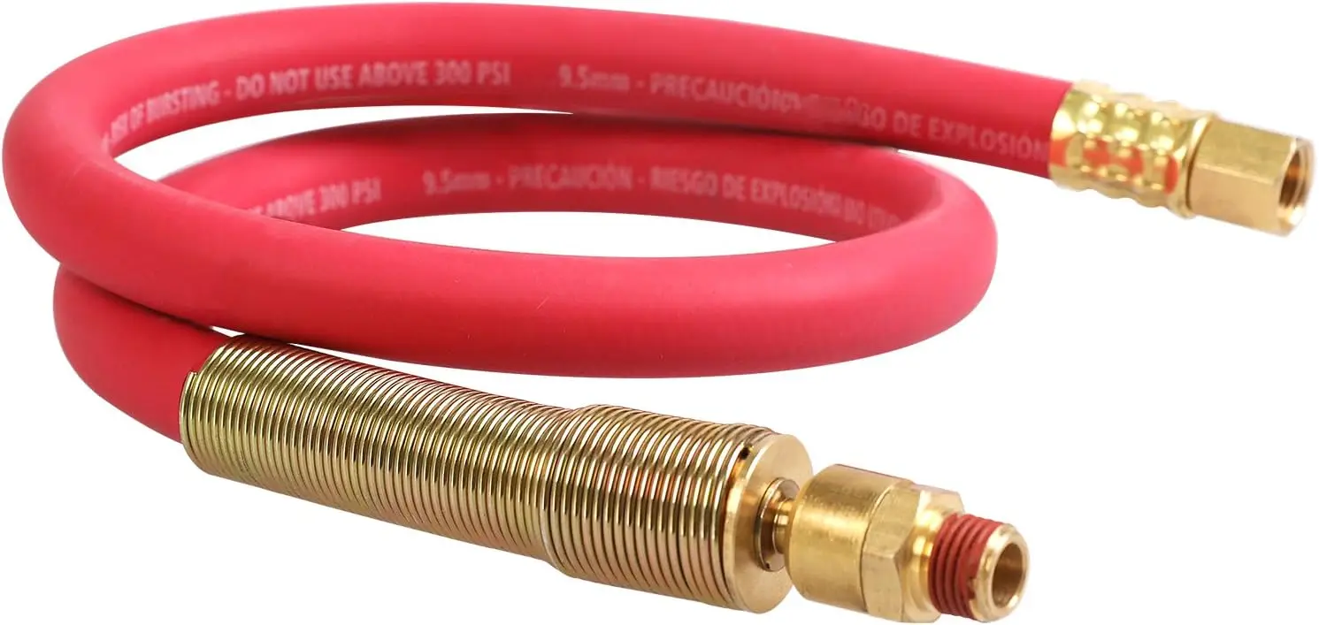 

Резиновый воздушный шланг 3/8" x 30", 300 PSI, усиленный, с латунными фитингами для компрессоров