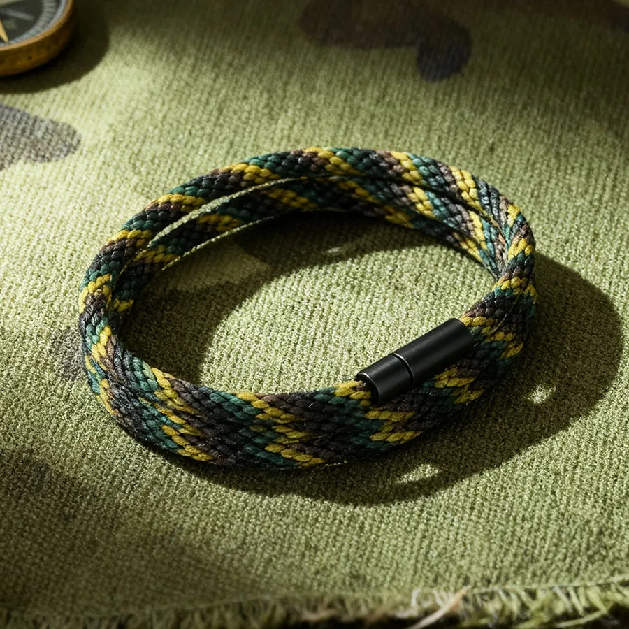 Mehrschichtiges, gewebtes, umwickeltes Seil-Armband für Herren, Armband mit schwarzer Schnalle, lässig, handgefertigt, minimalistischer Schmuck, Geschenk
