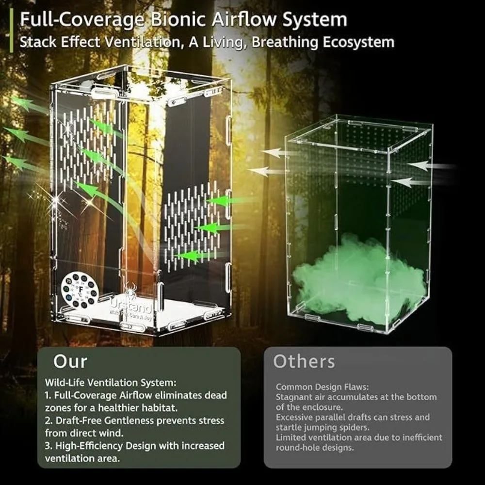 Acrylic Jumping Spider Enclosure Buckle Lock Transparent Reptile Feeding Tank Ventilated Escape Proof Spider House
