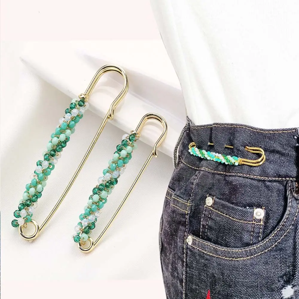 Nail-free Waist Buckle Close Waist of Trousers Pearl Big Pins Fixed Clothes Tighten Waist Metal Anti-exposure Brooch Shawl Clips