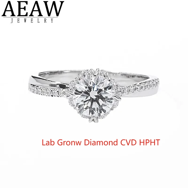 

1CTW CVD HPHT Lab-Grown Diamond 14K White Gold Twisted Shank Engagement Ring For Woman IGI Certificate