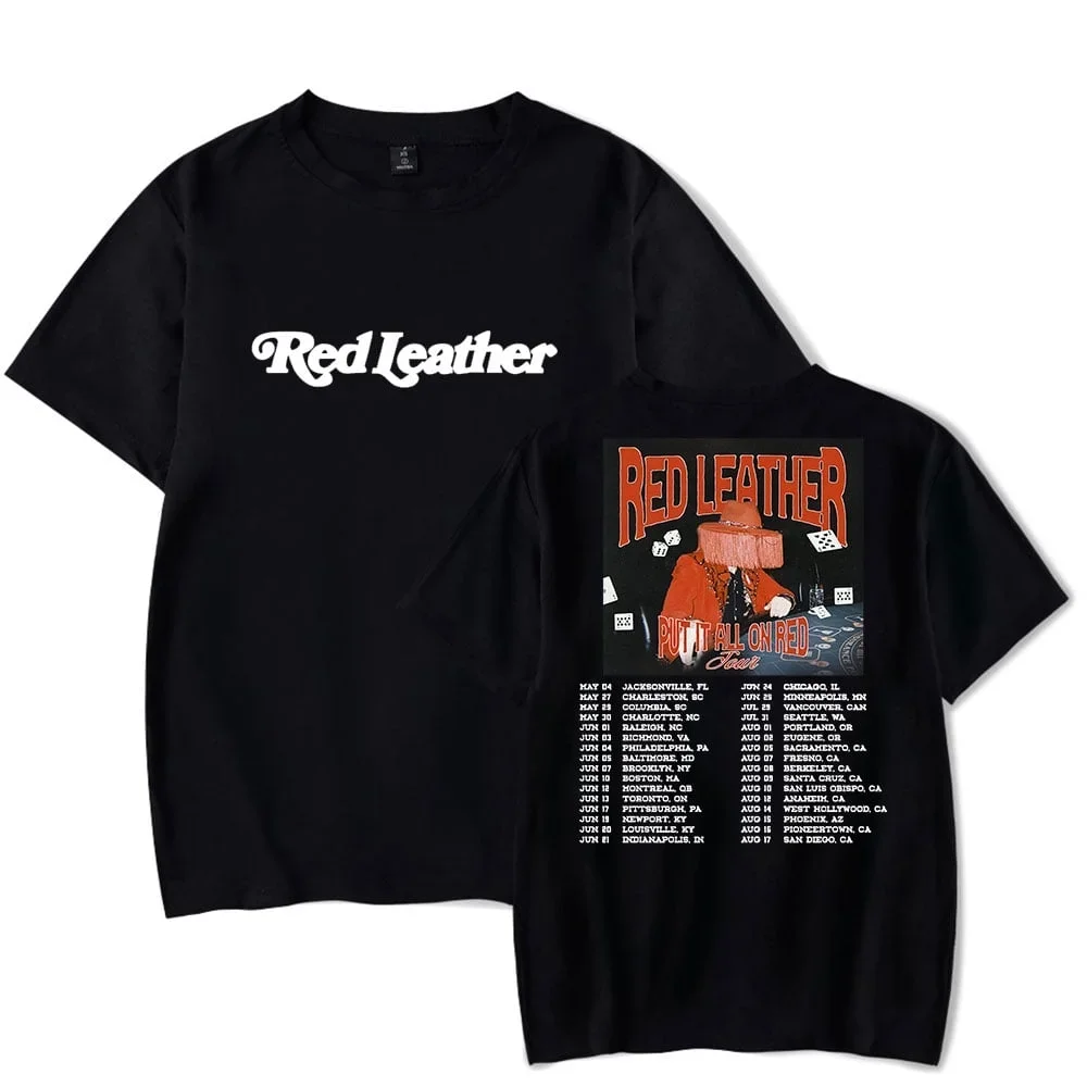 Red Leather Put It All On Red Tour 2025 T-shirt Men And Women Classic Print Trend Short Sleeves