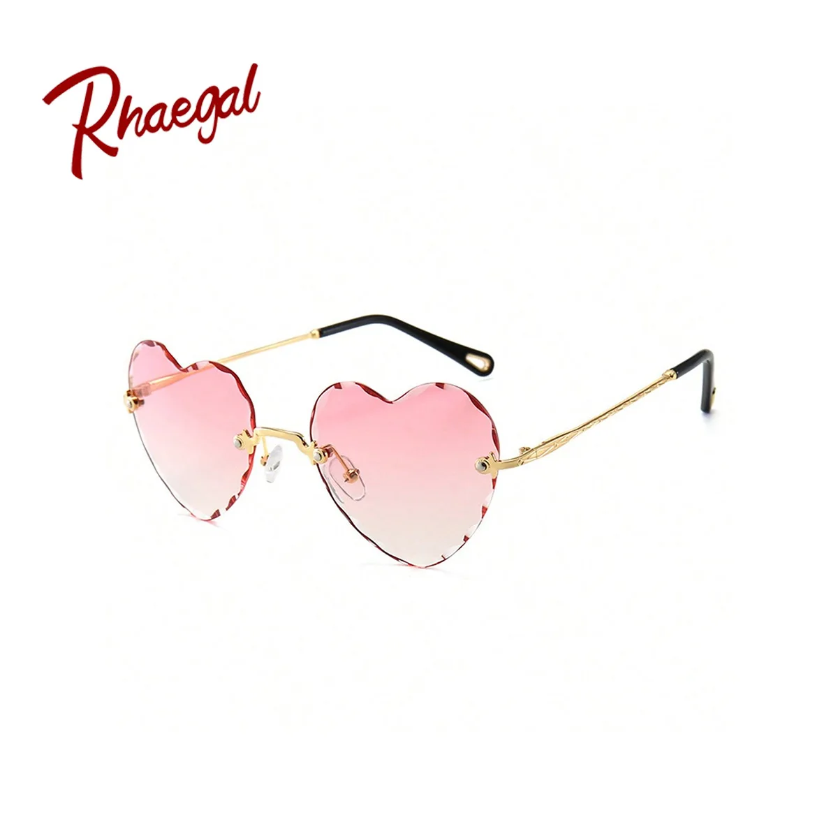 Rhaegal New Gradient Color Heart Shaped Metal Sunglasses for Women Fashionable Elegant Designer Cosmetic Glasses for Party