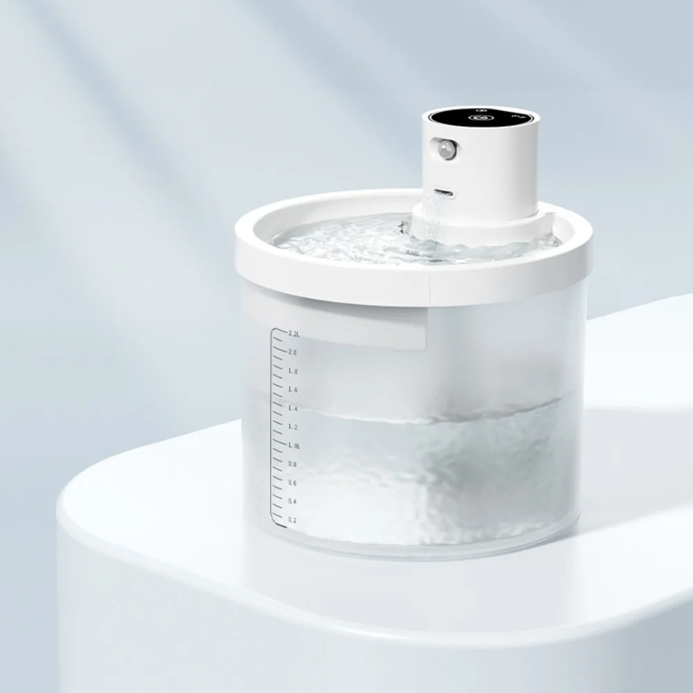 

2.2L Capacity Pet Water Fountain Motion Sensor 2 Modes Cat Water Dispenser Ultra Quiet USB Rechargeable Automatic Water Fountain