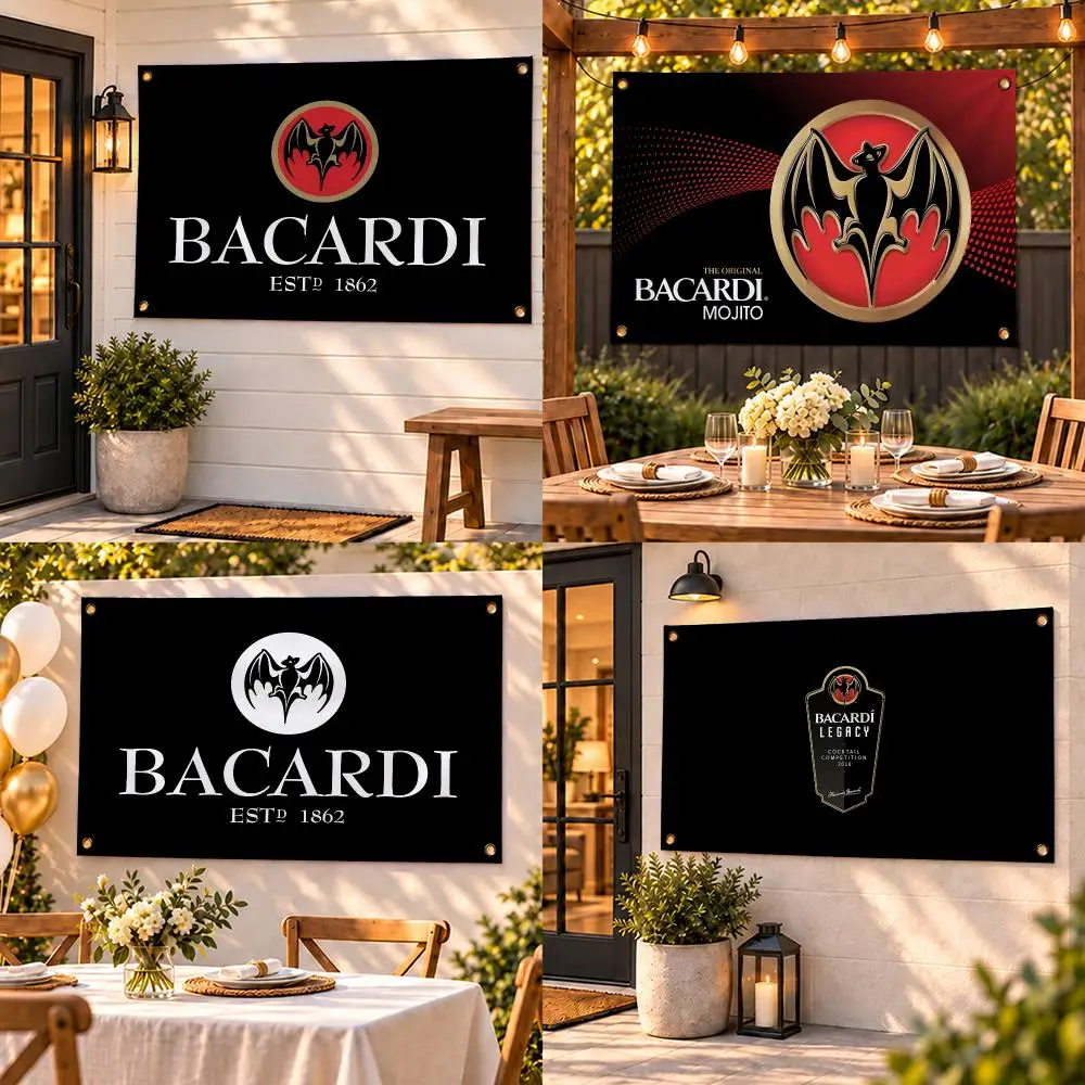B-Bacardi Flags Custom Wall Hanging Background Art Banner for Bedroom Home Living Room Outdoor Decor