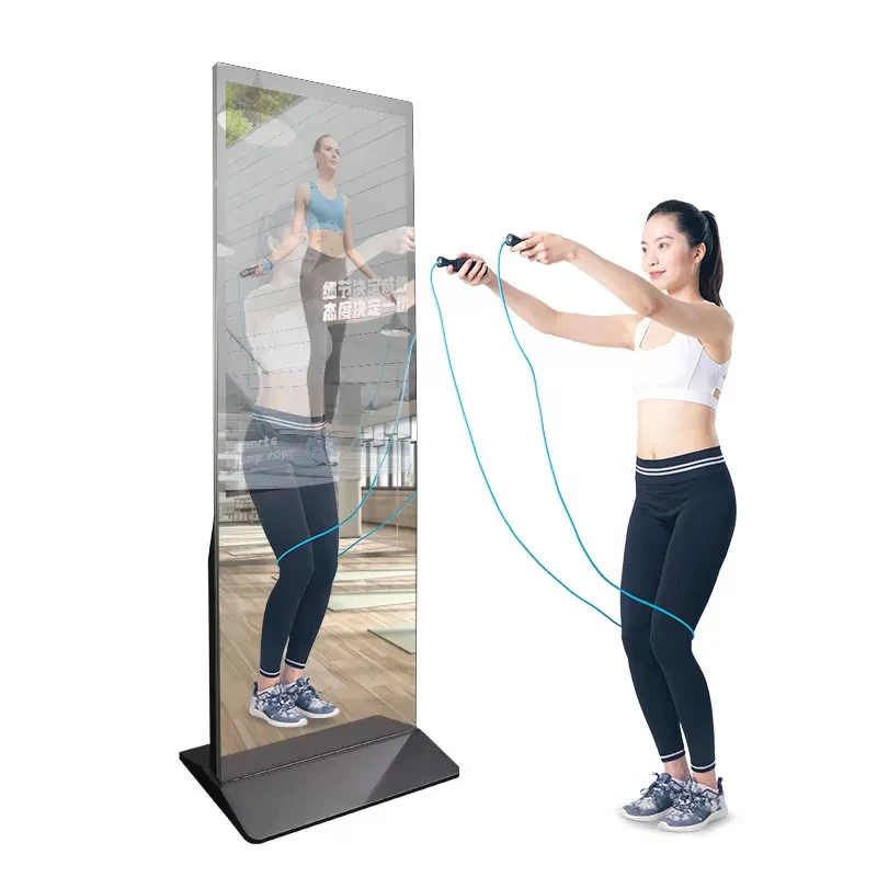 43-Inch Full-Length Digital LCD Advertising Screen Gym Mirror Free Standing Intelligent Exercise Fitness Mirrors Magical