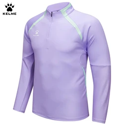 Kelme Men's Sweatshirt 2024 Winter Running Sports Sweatshirt Half Zipper Long Sleeve Football Training Hoodie