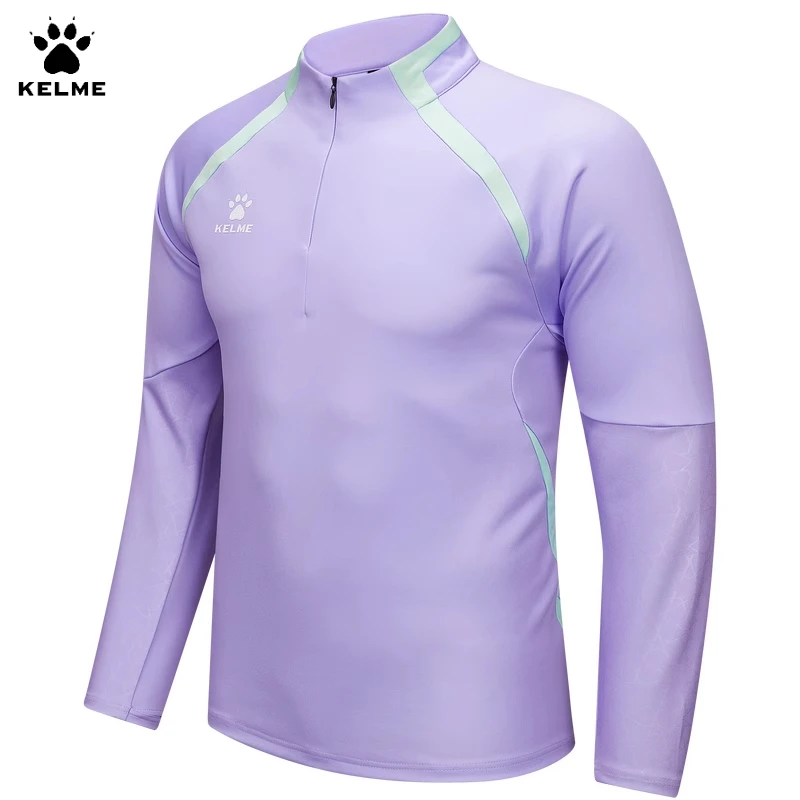 Kelme Men's Sweatshirt 2024 Winter Running Sports Sweatshirt Half Zipper Long Sleeve Football Training Hoodie