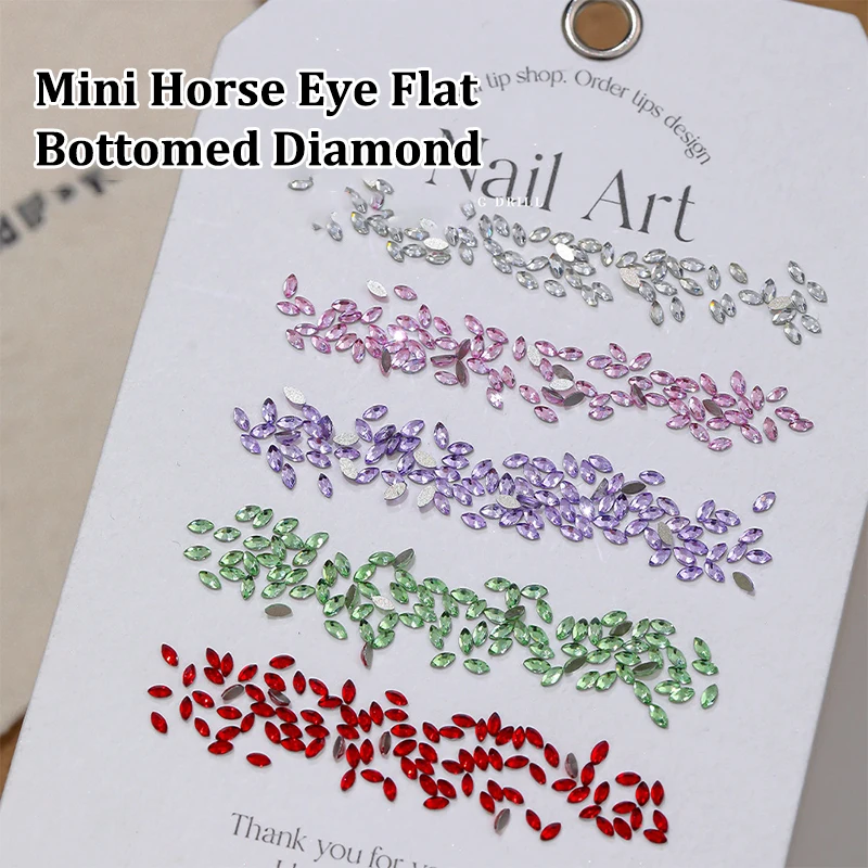 50 個 1.5*3 ミリメートルネイルアートラインストーンガラスクリスタルミニフラットバック馬の目 DIY マニキュア装飾ダイヤモンド
