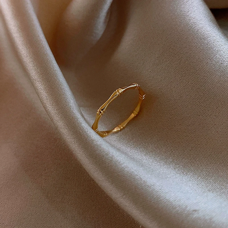 Retro Gold Silver 1.6CM Dia Bamboo Knot Ring Jewelry Open Adjustable Free Anneaux for Men Women Anillos Anel Trend Gift