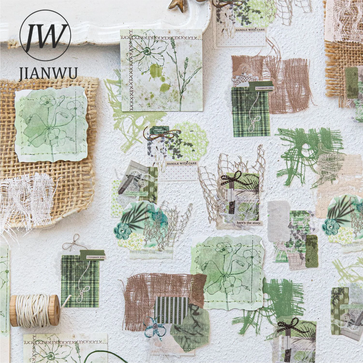 JIANWU Collage île série Vintage fleur dentelle paysage matériel Collage autocollant créatif bricolage Journal Scrapbook papeterie