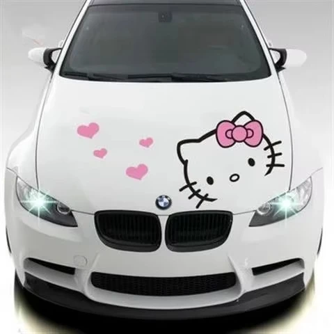 

Sanrio Hello Kitty Cartoon Hood Car Sticker Kawaii Girls Personality Cars Body Decor Hellokt Waterproof Tear Off Applique Toy