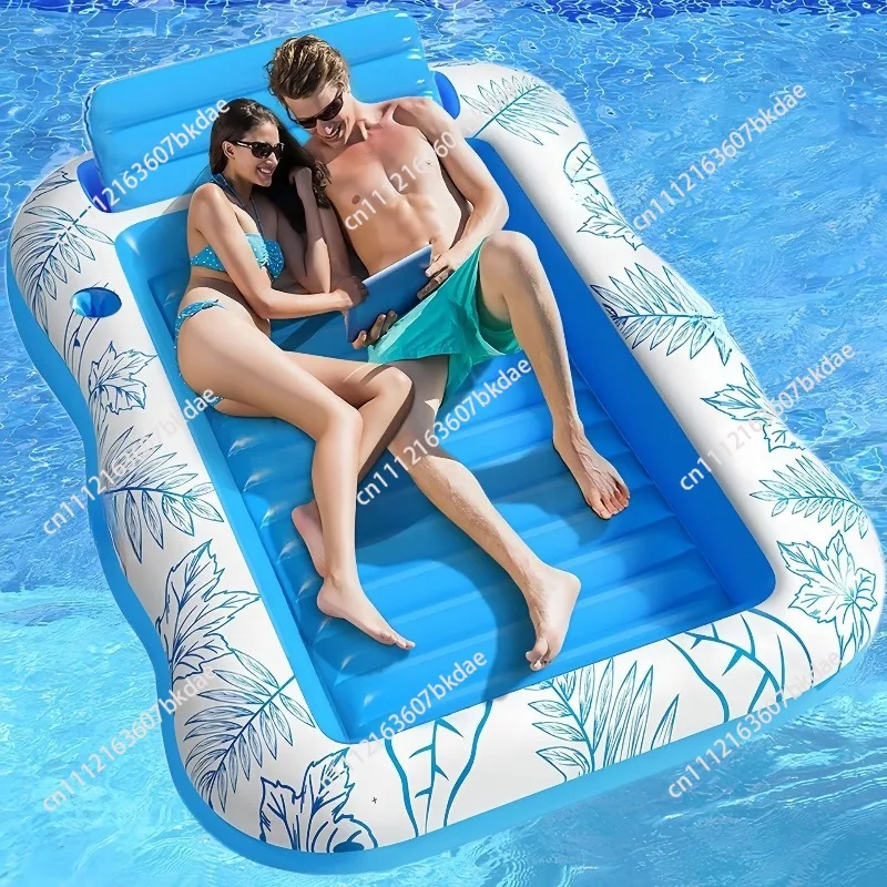 Double Inflatable Float Mattress Beach Lounger Chair Swim Ring Tube Water Leisure Bed Swim Air Mattresses Swim Pool Sleeping Bed