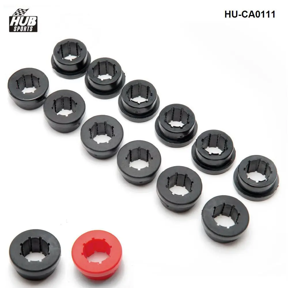 HUB sports 12pcs/lot Car Racing Lower Control Arm Rear Camber Kit Replacement Bushings Red/Black EP-CA0111