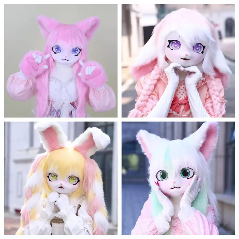 

Cute Fursuit Kigurumi Headset Cos Mask Furry Animal Cosplay Costume Paws Kig Comiket Furries Rubbit Doll Cat Comiket Furries Dol