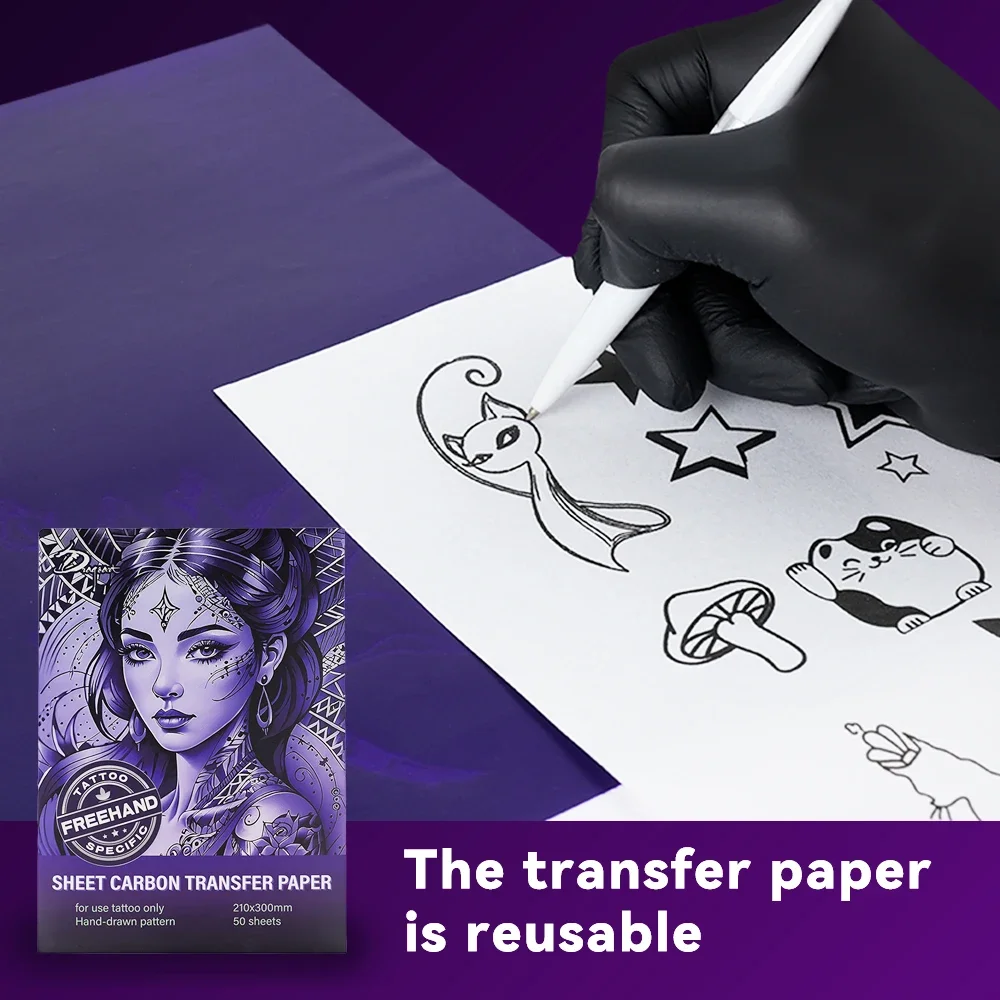 50PCS Reusable Tattoo Transfer Paper Hand Painted Tattoo Stencil Paper Copy Paper Stencil Copy Tracing Paper Accessory