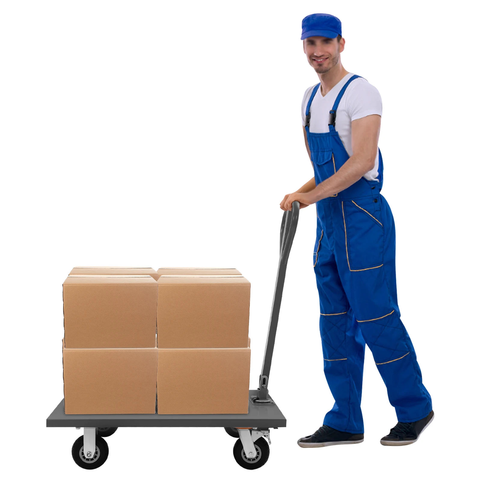 Platform Truck Cart, Industrial Flat Dolly Cart, Heavy Duty Cart, 36×24 Inch Flatbed Hand Truck, for Warehouse & Industrial Transport, 2000 lbs Capacity