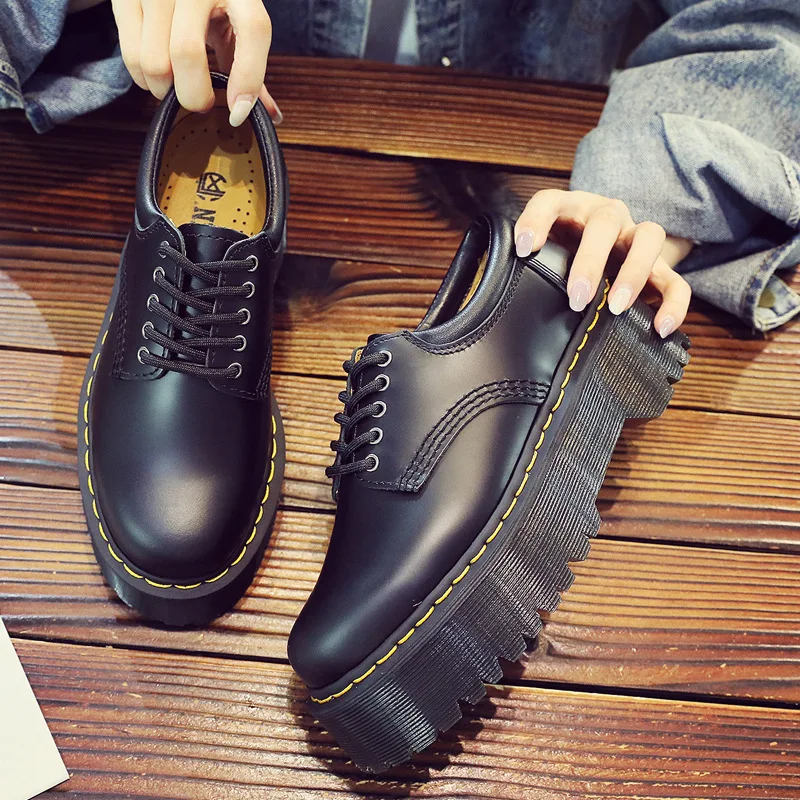 Women Shoes Autumn Round Toe Black Thick Bottom Loafers Women Career Platform Shoes Casual Footwear Oxfords Clogs Female Sneaker