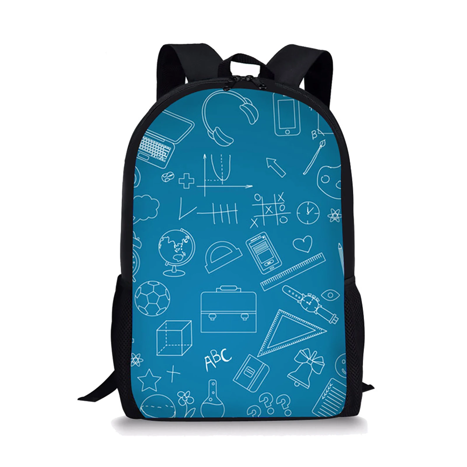 Cute Math 3D Print Backpack para adolescente, mochilas escolares para crianças, meninos e meninas, bolsa de ombro para crianças, bolsa de viagem, bolsa de livro para estudantes, 16 Polegada