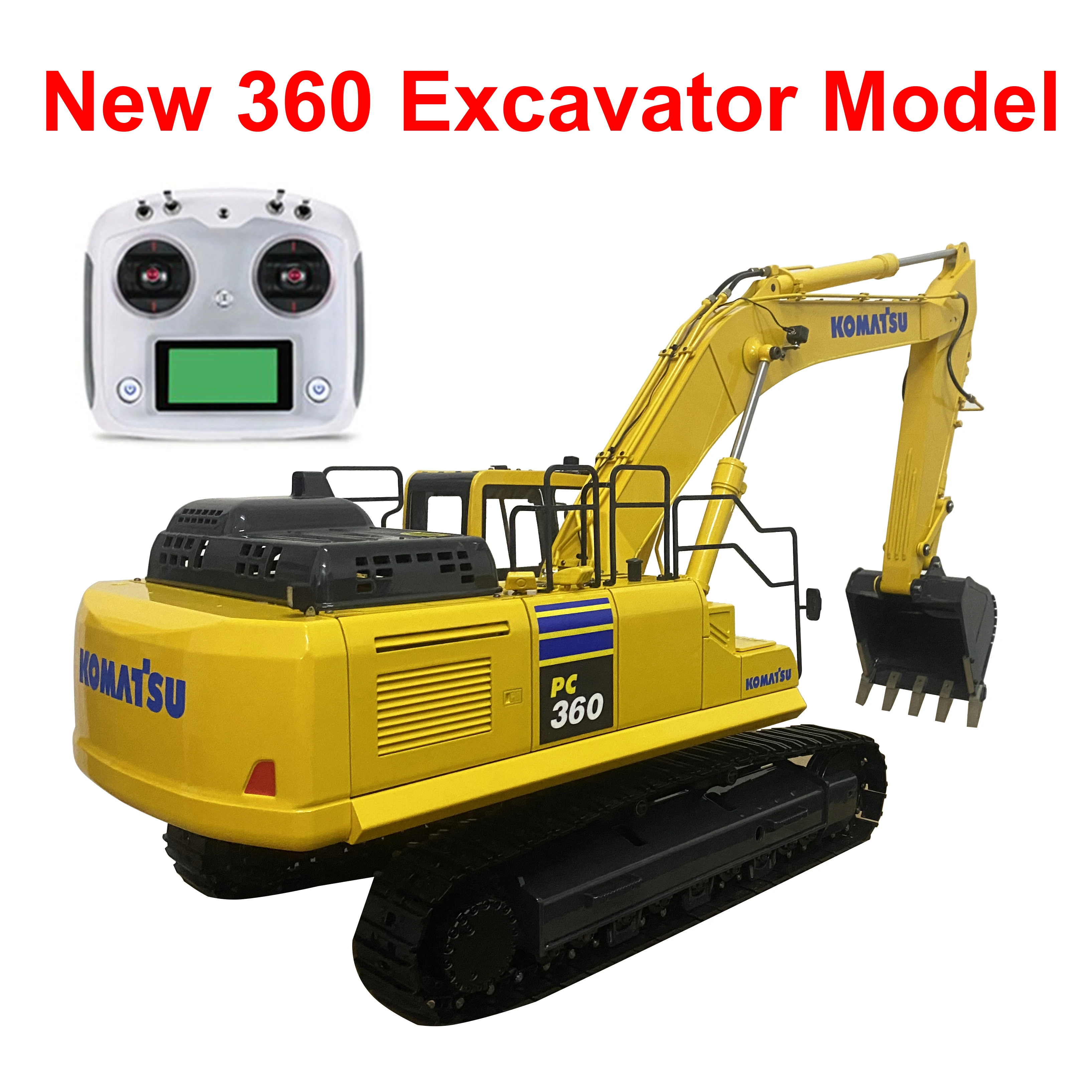 New 1/12 360 Hydraulic Excavator Model Yellow Metal Remote Control Excavator Model Toy