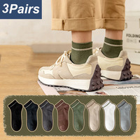 3 Pairs High Quality Men Summer Striped Socks High Quality Cotton Breathable Comfortable Solid Color Thin Sports And Ankle Socks