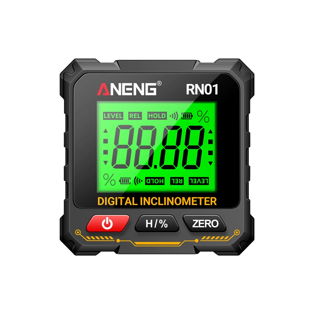 ANENG Digital Inclinometer Multi-Functional Four-Sided Magnetic Level Slope Measuring Instrument with Backlight Display