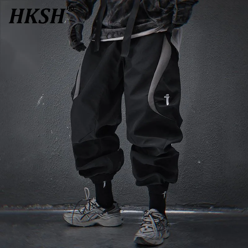 HKSH Heavy Industry 2025 Spring New Men Tide Dark Double Color Splicing Wide Leg Pencil Pants Loose Casual Trendy Sports HK3828