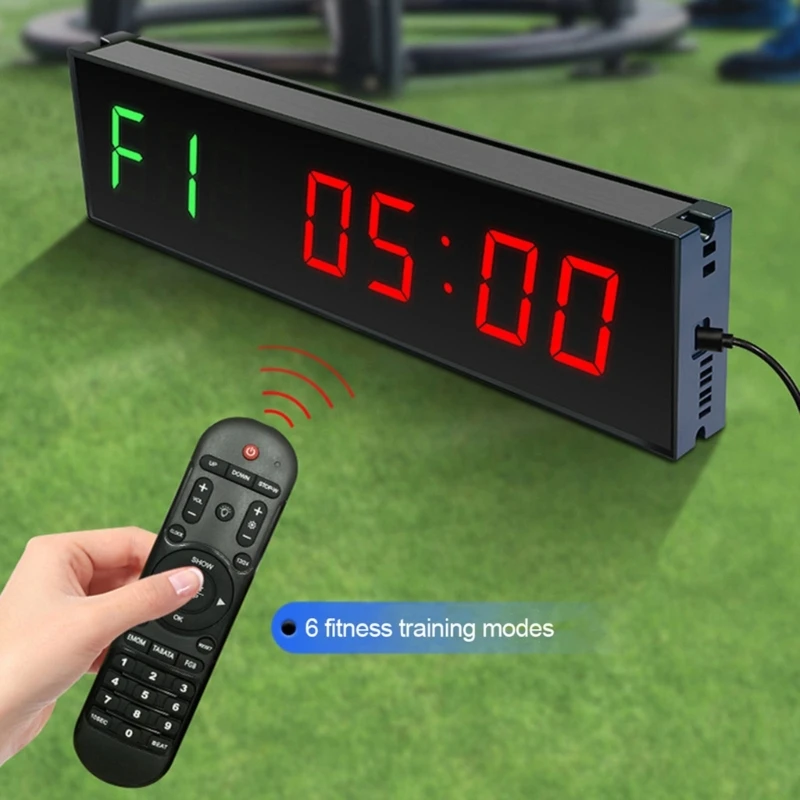 

Gym Timer Clock Remote Control Fitness Interval Timer, LED Digital Gym Wall Clock, Count Down/Up Stopwatch Workout Timer