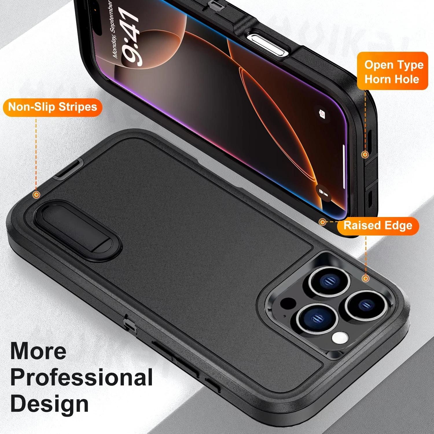 Etui na iPhone'a 16 Pro Max 15 Pro Max 15 14 Pro 13 12 11 Wytrzymałe, amortyzujące, ochronne pokrowce z gumy silikonowej na całe ciało — zdjęcie 4