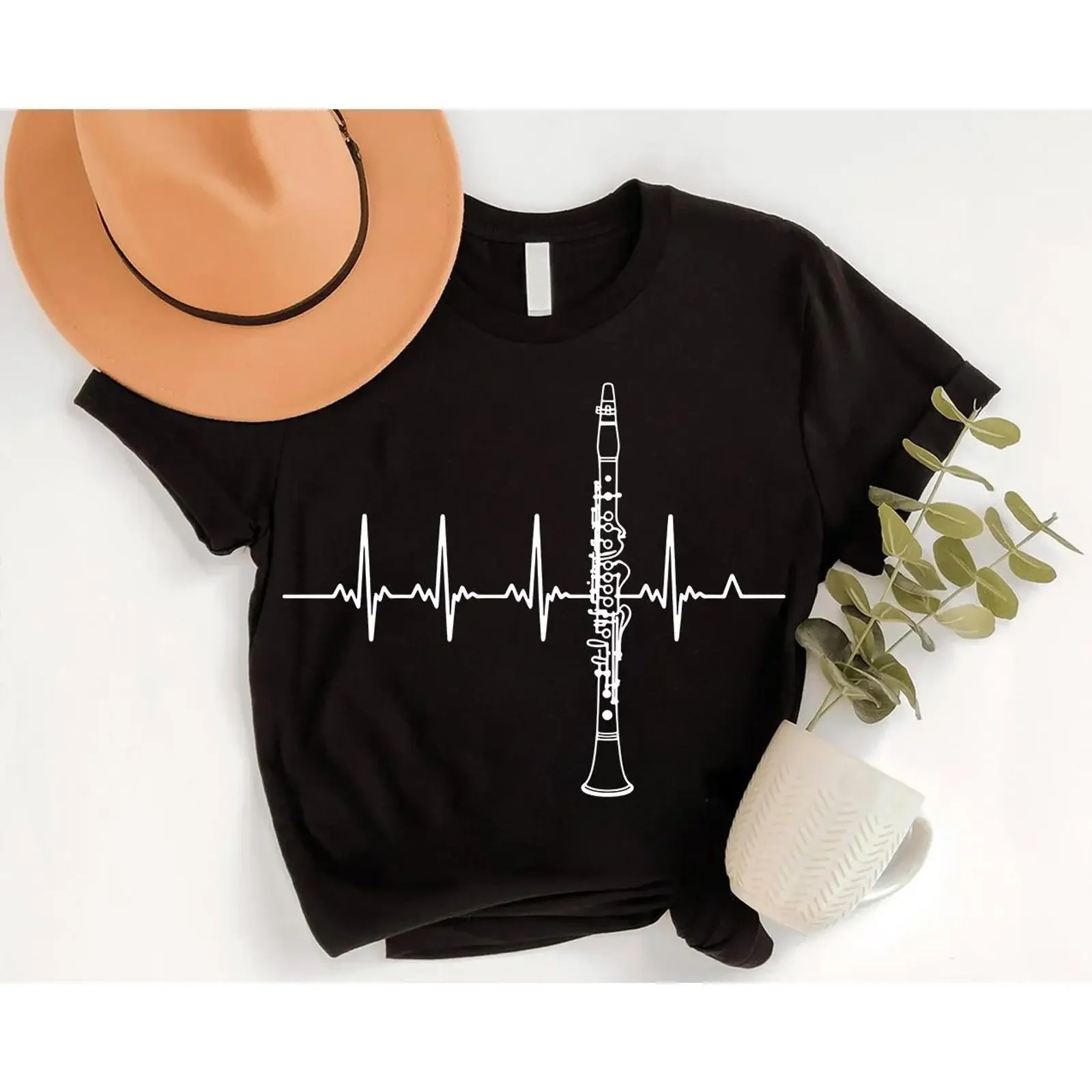 Clarinet HeartbeaT T Shirt Music Lover Band Orchestra Top Instrument Player  vintage Washed Comfortable Stylish Soft