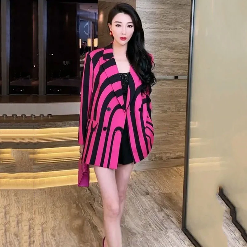 بدلة على الموضة سترة المرأة ربيع الخريف ملابس خارجية 2025 جديد المرأة السترة الراقية دعوى معطف المرأة الكورية تلقي عالية الثناء