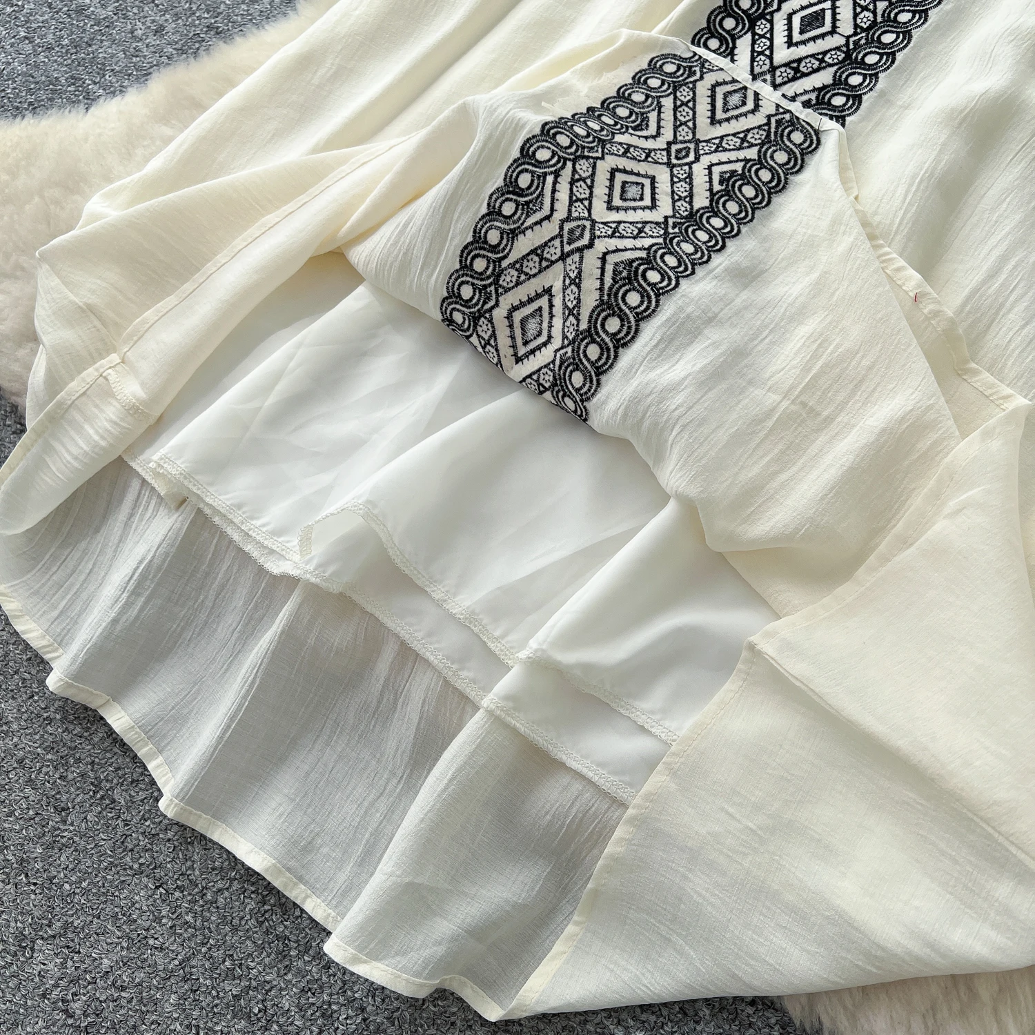 Chic vintage acanalado suelto delgado elegante Hada moda coreana Boho vestido veraniego otoño mujer ropa vestido largo