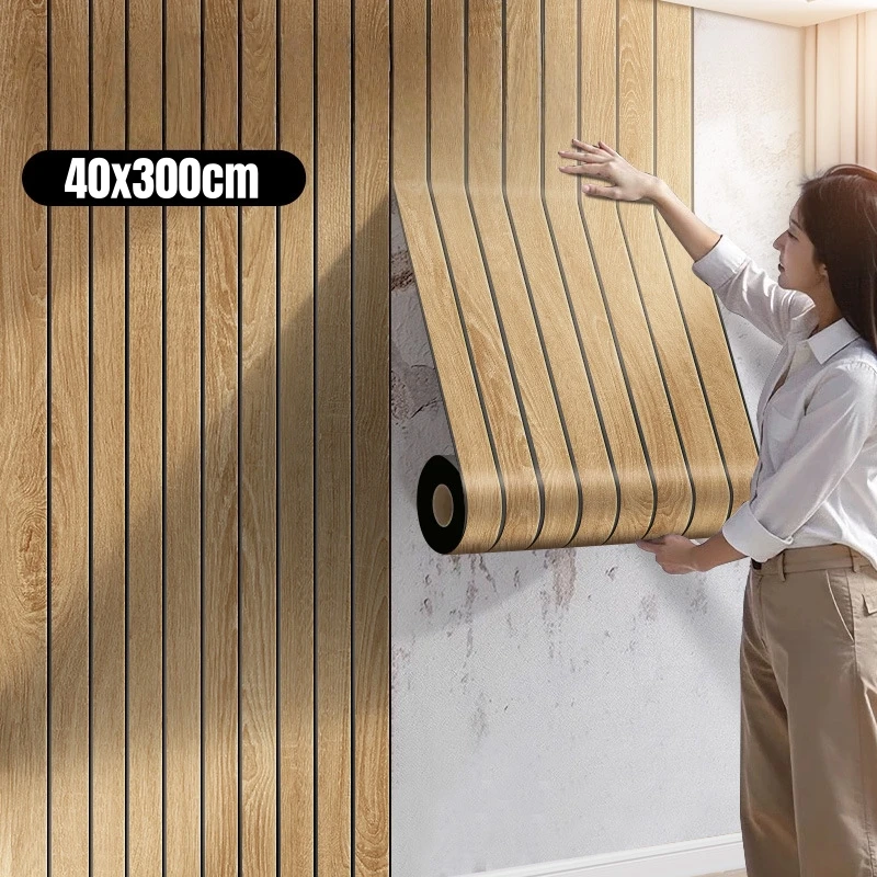 

Self-Adhesive Wood Grain Wall Panel Vinyl Foam Wallpaper Peel & Stick for Living Room,Bedroom,Dining Room Wall Cladding Renovate