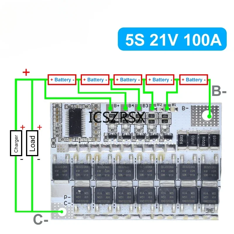 3s/4s/5s Bms 12v 16.8v 21v 3.7v 100a Li-ion Lmo Ternary Lithium Battery Protection Circuit Board Li-polymer Balance Charging