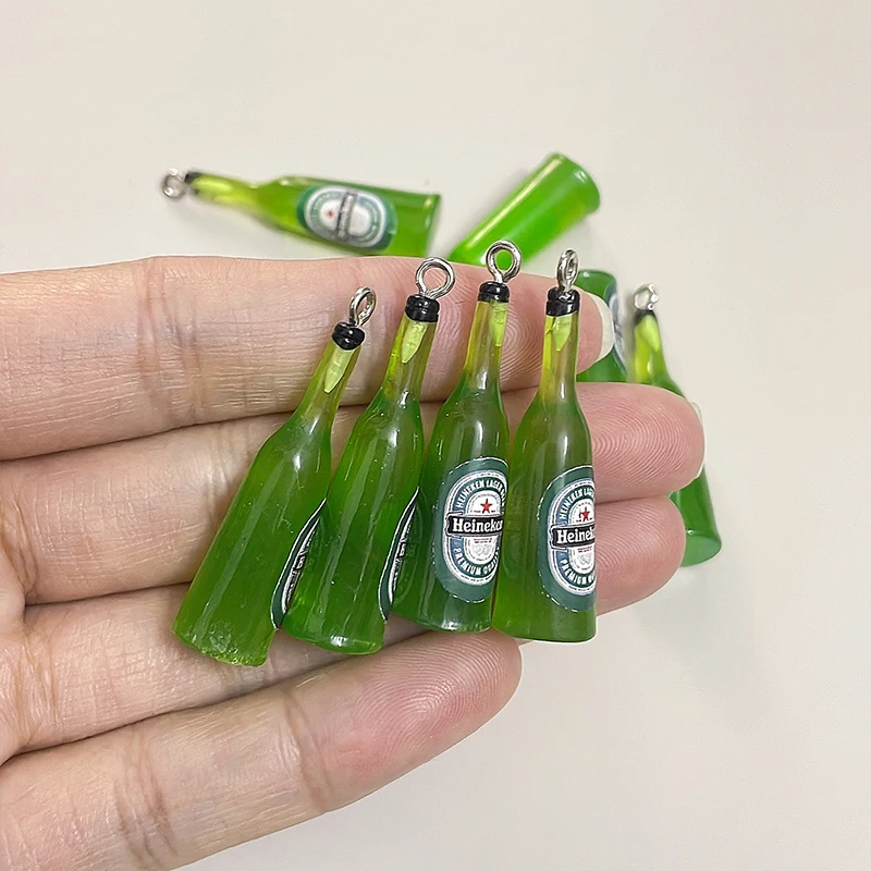 10Pcs Resin Simulation 3D Alcohol Bottle Charms Mini Beer Pendants for Earrings KeyChains DIY Jewelry Making Findings Accessory